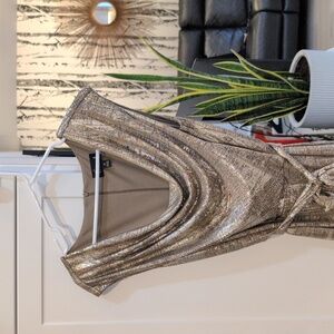 Connected Apparel Metallic Gold Jumpsuit